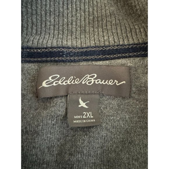 Eddie Bauer 1/4 Zip Sweater Men 2XL Blue Long Sleeve Cotton Merino Wool Pullover - Picture 4 of 11